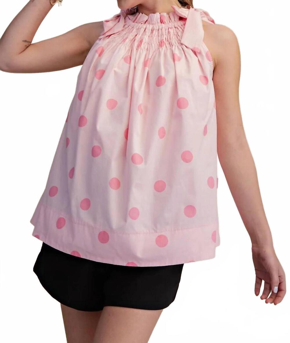 NEW GLAM darling dot blouse in pink polka dot
